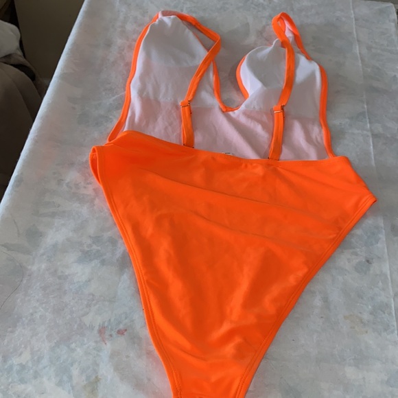 Orange one piece bathing suit - Picture 2 of 7